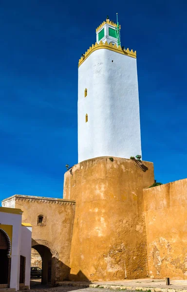 Minarett in Mazagan vom Leuchtturm umgebaut - el-jadida, Marokko — Stockfoto