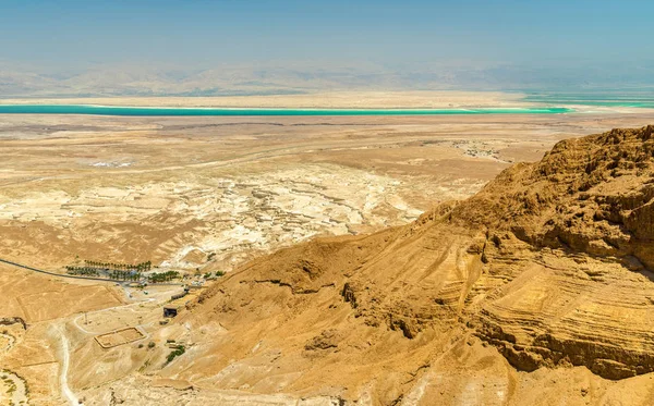 Vanuit de lucht zicht op de dode zee in Israël — Stockfoto