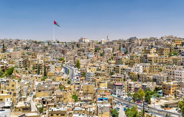 Cityscape Amman şehir merkezine gelen Kalesi — Stok fotoğraf