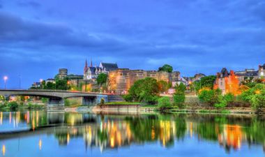 Angers Castle and the Maine River in France clipart