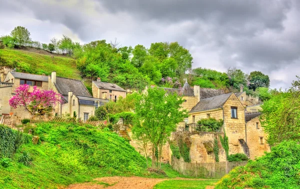 Krajobraz w Montsoreau de Chateau, na brzegu Loary we Francji — Zdjęcie stockowe