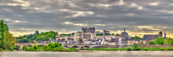 Widok miasta Amboise oraz zamku nad Loarą. Francja. — Zdjęcie stockowe