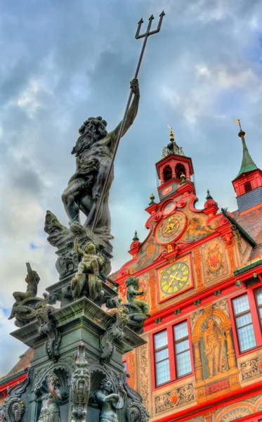 Neptune fountain in front of the city hall of Tubingen, Germany — Stock Photo, Image