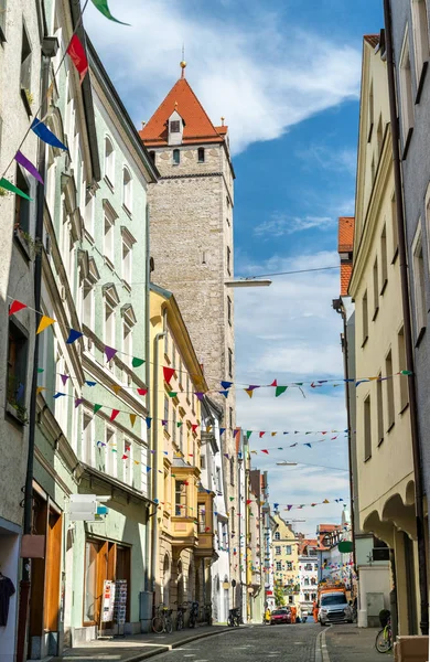 Gebouwen in de oude stad van Regensburg, Duitsland — Stockfoto