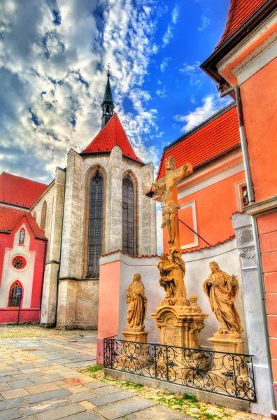 Kilise kutsal bakire Meryem Ceske Budejovice, Çek Cumhuriyeti için sunum — Stok fotoğraf