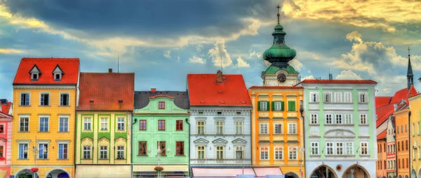 Edifici nel centro storico di Ceske Budejovice, Repubblica Ceca . — Foto Stock