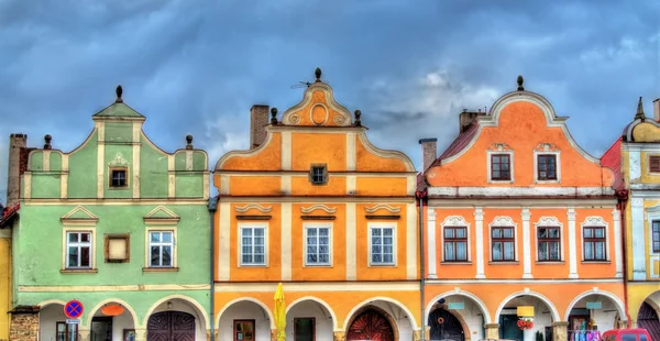 Traditionele huizen op het centrale plein van Telc, Tsjechië — Stockfoto