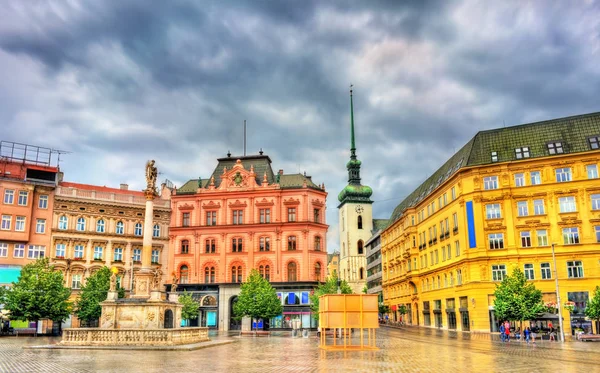 Praça da Liberdade, a praça principal de Brno na República Checa — Fotografia de Stock