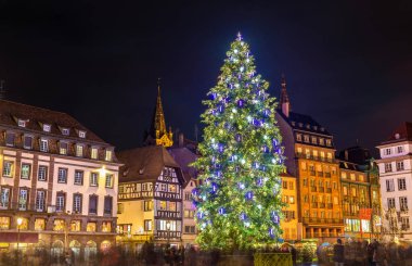 Noel ağacı ünlü piyasada Strasbourg, Fransa