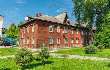 Ryazan, Rusya'nın şehir merkezinde eski ahşap ev