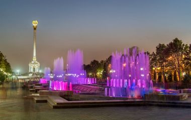 Fountains and Independence Monument in Dushanbe, the Capital of Tajikistan clipart