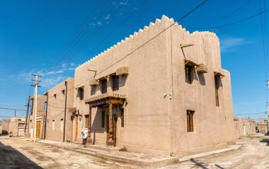 Hiva tarihi merkezi Itchan Kala kalede geleneksel evlerde. UNESCO Dünya Mirası Özbekistan'a