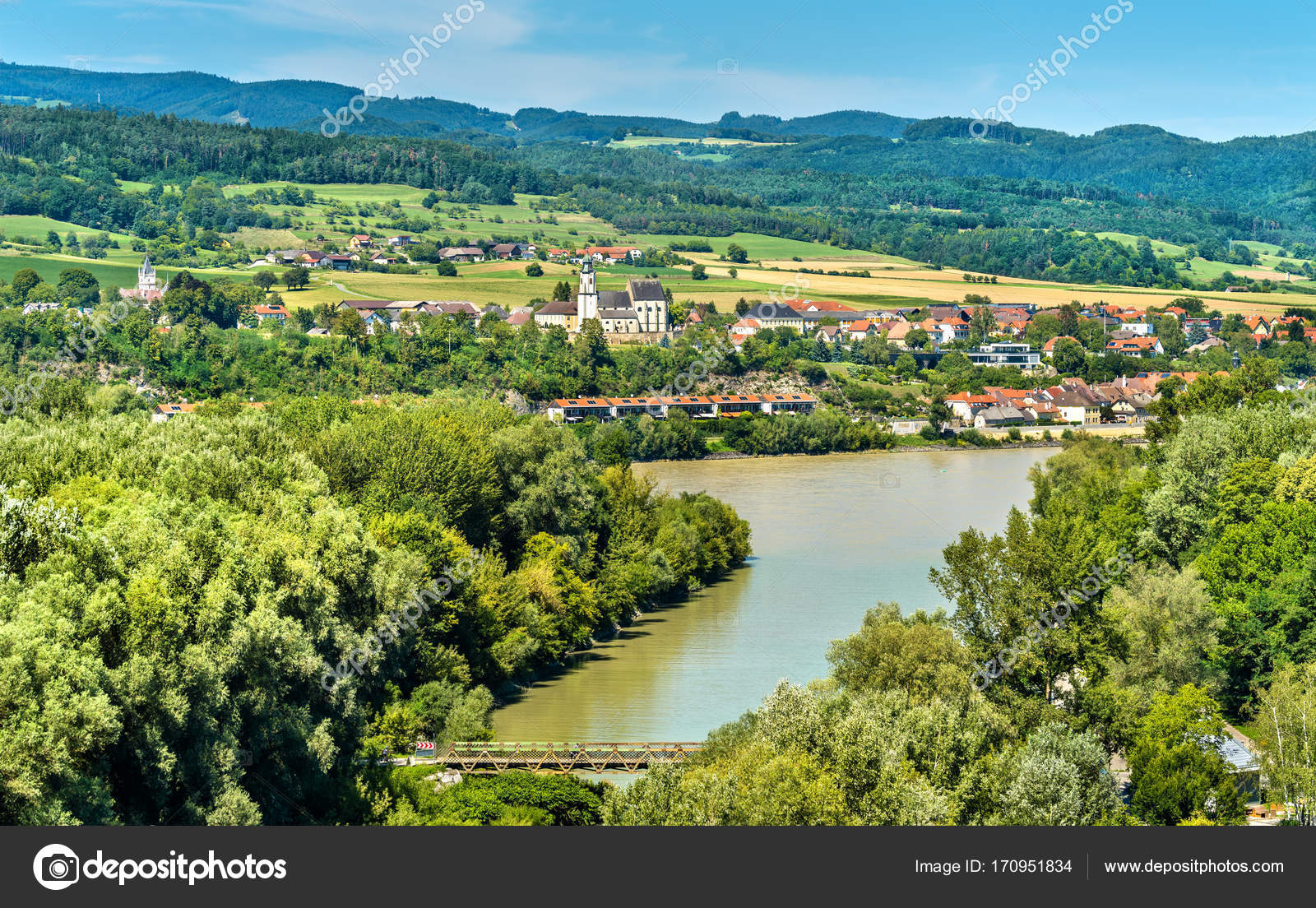 View of the Danube river from Melk Abbey, Austria — Stock Photo
