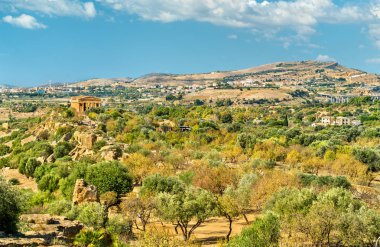 Tapınaklar, vadi Panorama bir Unesco Dünya Mirası Sicilya, İtalya