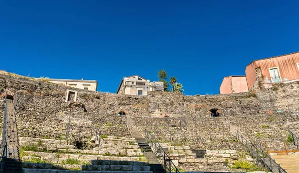 이탈리아, 시칠리아 카타니아의 그리스-로마 극장 — 스톡 사진
