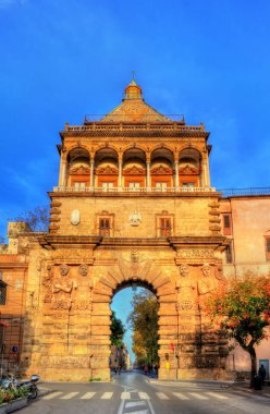 Porta Nuova, a monumental city gate of Palermo. Sicily, Italy clipart
