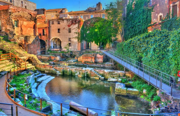 Grieks-Romeinse theater van Catania in Sicilia, Italië — Stockfoto