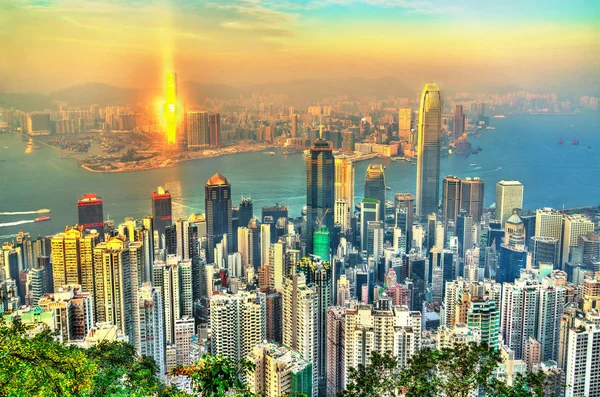 Skyline van Hongkong Victoria Peak — Stockfoto