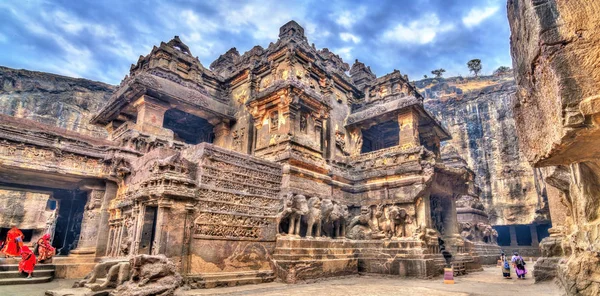 Kailasa świątynia, Jaskinia 16 w Ellora kompleks. Światowego dziedzictwa UNESCO w Maharashtra, Indie — Zdjęcie stockowe