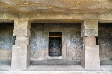 İç Ellora mağarasının No 3. UNESCO Dünya Mirası Hindistan