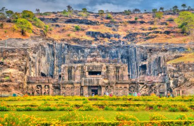 Kailasa Tapınağı, Ellora mağaraları, en büyük Tapınağı. UNESCO Dünya Mirası Maharashtra, Hindistan