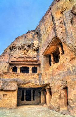 Vishvakarma Mağarası, büyük Budist dua salonunda Ellora mağaraları. Unesco Dünya Mirası Maharashtra, Hindistan