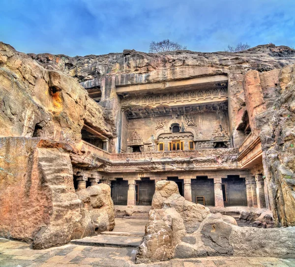 Monasterio budista mahayana en Ellora Caves. Patrimonio de la Humanidad por la UNESCO en Maharashtra, India —  Fotos de Stock