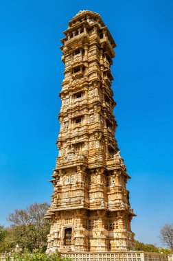 Vijaya Stambha, zafer Chittor fort kulesinde. Rajasthan, Hindistan