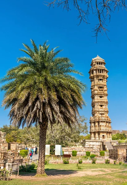 Vijaya Stambha, Torre da Vitória no forte Chittor. Rajasthan, Índia — Fotografia de Stock