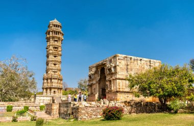 Vijaya Stambha, zafer Chittor fort kulesinde. Rajasthan, Hindistan