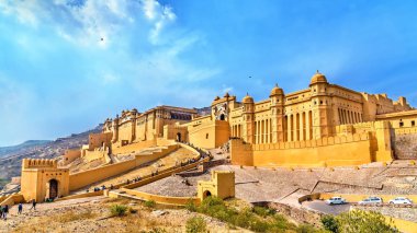Jaipur kalede Amer görünümünü. Önemli bir turistik Rajasthan, Hindistan