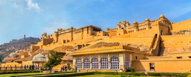 Jaipur kalede Amer görünümünü. Önemli bir turistik Rajasthan, Hindistan