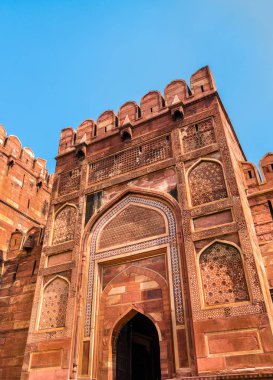 Agra Fort Amar Singh kapısı. UNESCO mirası Hindistan