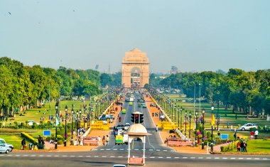 View of Rajpath ceremonial boulevard from the Secretariat Building towards the India Gate. New Delhi clipart