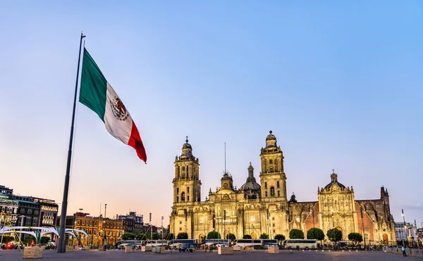 Flagpole a Mexico City Metropolitní katedrála — Stock fotografie