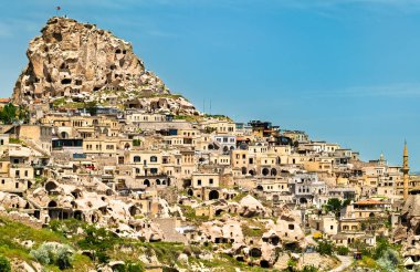 Kapadokya 'daki Güvercin Vadisi' nden Uchisar 'ın görüntüsü