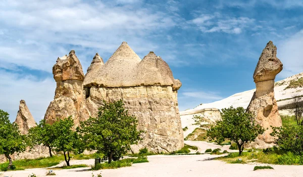 Fe skorsten formationer i Kappadokien, Tyrkiet - Stock-foto