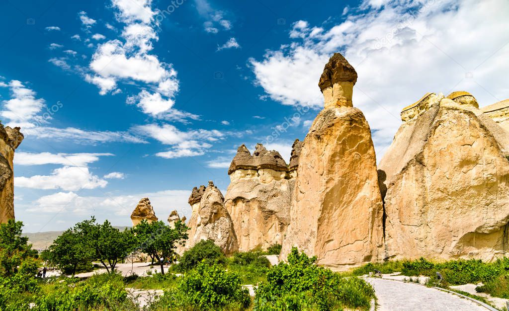 Fairy Chimney rock formations in Cappadocia, Turkey