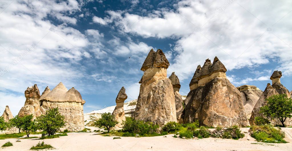 Fairy Chimney rock formations in Cappadocia, Turkey