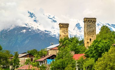 Mestia 'daki kule evleri - Yukarı Svaneti, Georgia