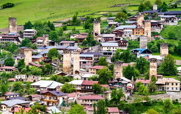 Mestia town in Upper Svaneti, Georgia — Stock Photo, Image