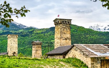 Defensive Svan Towers in Mestia, Georgia