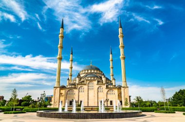 Rusya 'nın Grozny şehrindeki Çeçenistan Camiinin Yüreği