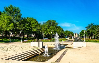 Fountain in the centre of Astrakhan, Russia