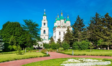 Ascension Cathedral and Bell Tower of the Kremlin in Astrakhan, Russia