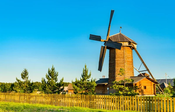 Moulin Vent Traditionnel Bois Bolgar Patrimoine Mondial Unesco Tatarstan Russie — Photo