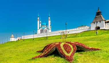 Kazan Kremlin 'in manzarası. Tataristan, Rusya 'daki Unesco dünya mirası