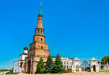 Kazan Kremlin 'in Soyembika Kulesi. Tataristan, Rusya 'daki Unesco dünya mirası