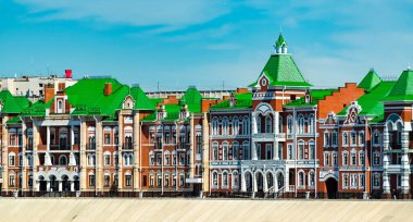 Houses at the embankment of Yoshkar-Ola in Russia clipart