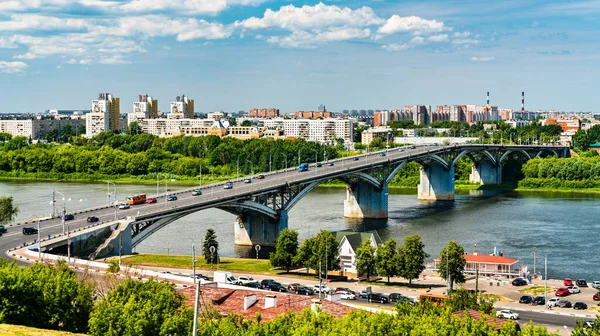 Ponte Kanavinsky Através Oka Nizhny Novgorod Federação Russa — Fotografia de Stock